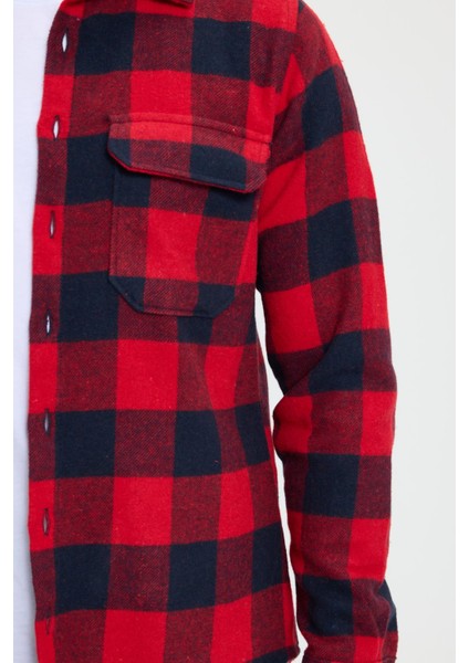 Erkek Slim Fit Dar Kesim Uzun Kollu Kapaklı Çift Cepli Kareli Kışlık Oduncu Gömlek modelleri