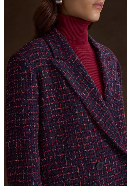 Ekose Tweed Kumaş Kruvaze Ceket indirimleri