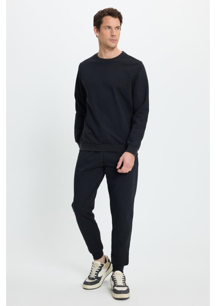 Erkek Relax Fit Pamuklu 2 Iplik Yumuşak Dokulu Bisiklet Yaka Siyah Eşofman Takımı fırsatları