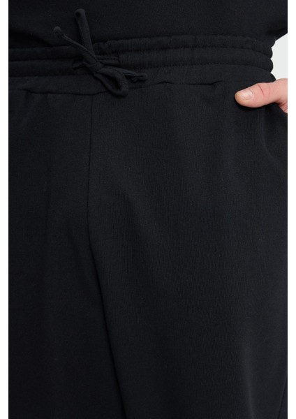 Erkek Relax Fit Pamuklu 2 Iplik Yumuşak Dokulu Bisiklet Yaka Siyah Eşofman Takımı