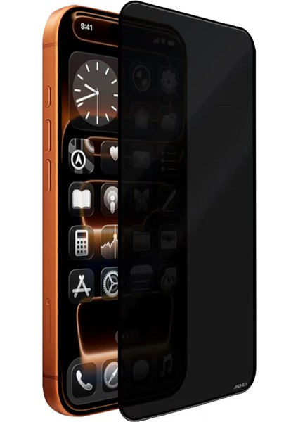 iPhone 16 Pro Uyumlu Mohseven Safir Coating 3D Glue Privacy Hayalet Temperli Ekran Koruyucu Siyah