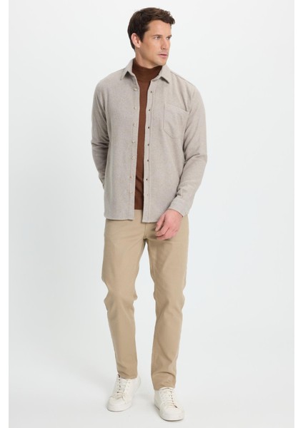 Erkek Regular Fit Klasik Kesim Düz Cepli Koyu Vizon Oduncu Gömlek fırsatları