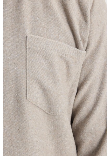 Erkek Regular Fit Klasik Kesim Düz Cepli Koyu Vizon Oduncu Gömlek