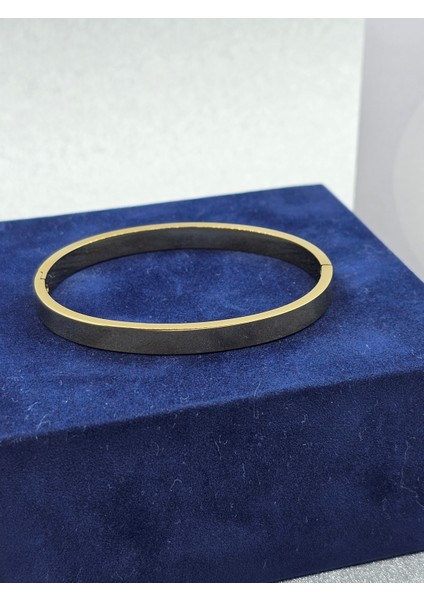 Kalın Düz Kelepçe Model Gold Renk Çelik Bileklik modelleri