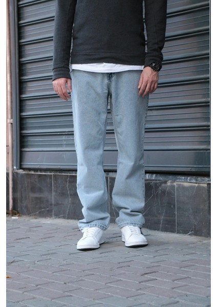 Erkek Buz Mavi Baggy Jeans