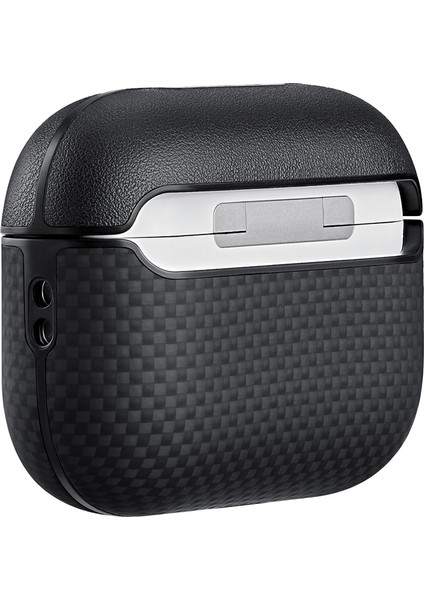 Airpods Pro 3 Uyumlu Kılıf 1500D Aramid Fiber Pitaka Classic Serisi Black-Grey Twill Kapak Siyah-Gri fiyatları