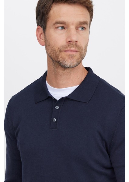 Erkek Standart Fit Normal Kesim Pamuklu Polo Yaka Lacivert Kazak fiyatları