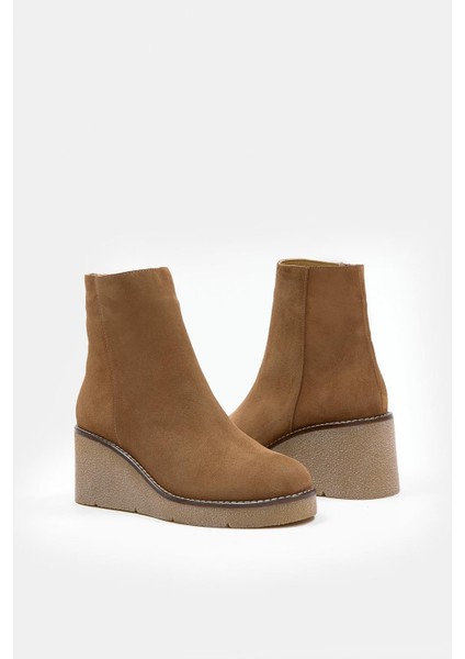 Maranda Sigaro Süet Hakiki Deri Dolgu Topuk Bot