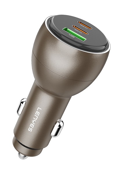 CA66 Hızlı Şarj Özellikli Dual Type-C + Type-C + Usb-A Portlu Pd Araç Şarj Aleti 95W Gold