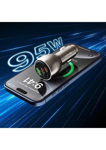 CA66 Hızlı Şarj Özellikli Dual Type-C + Type-C + Usb-A Portlu Pd Araç Şarj Aleti 95W Gold fiyatları