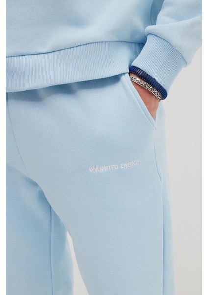 Erkek Relax Fit Pamuklu 3 Iplik Yumuşak Dokulu Içi Polarlı Bisiklet Yaka Mavi Eşofman Takımı fırsatları