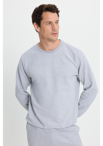 Erkek Relax Fit Pamuklu 2 Iplik Yumuşak Dokulu Bisiklet Yaka Gri Eşofman Takımı fiyatları