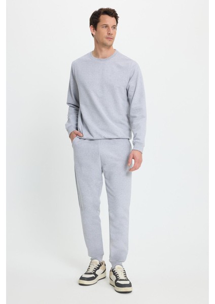 Erkek Relax Fit Pamuklu 2 Iplik Yumuşak Dokulu Bisiklet Yaka Gri Eşofman Takımı fırsatları