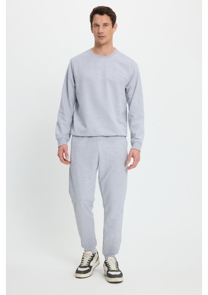 Erkek Relax Fit Pamuklu 2 Iplik Yumuşak Dokulu Bisiklet Yaka Gri Eşofman Takımı indirimleri