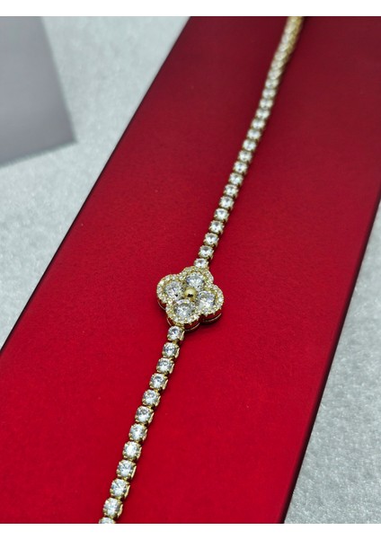 Su Yolu Tek Yonca Model Altın Renk Çelik Bileklik