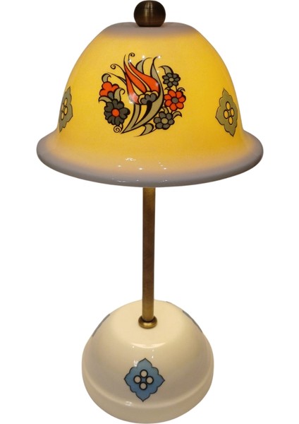 Abajur-Masa ve Gece Lambası-Dekoratif-Şeffaf Porselen-El Yapımı-Porselen Şapkalı-Krem Gövde