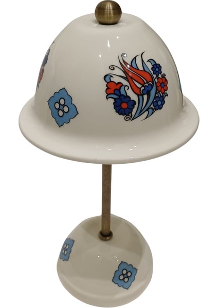 Abajur-Masa ve Gece Lambası-Dekoratif-Şeffaf Porselen-El Yapımı-Porselen Şapkalı-Krem Gövde