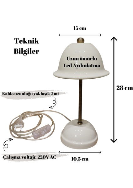 Abajur-Masa ve Gece Lambası-Dekoratif-Şeffaf Porselen-El Yapımı-Porselen Şapkalı-Krem Gövde