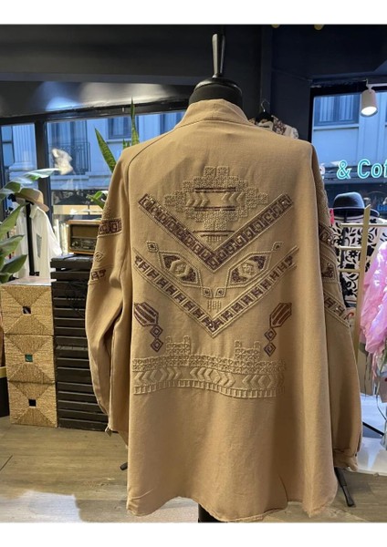 Kadın Pamuk Nakışlı Taş Işlemeli Kimono