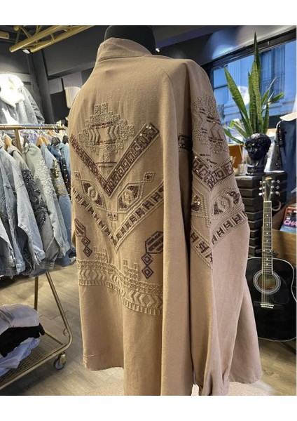 Kadın Pamuk Nakışlı Taş Işlemeli Kimono fiyatları