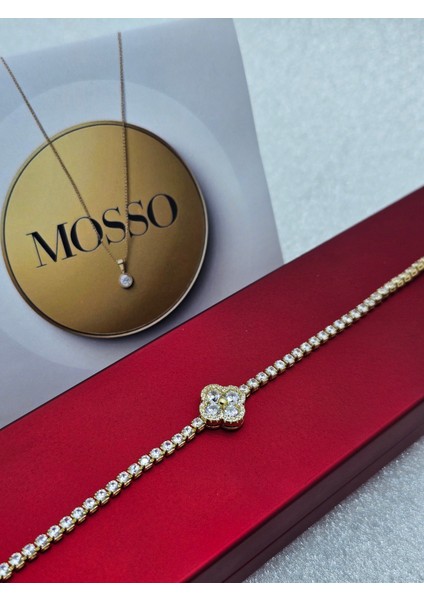 Su Yolu Tek Yonca Model Altın Renk Çelik Bileklik fiyatları