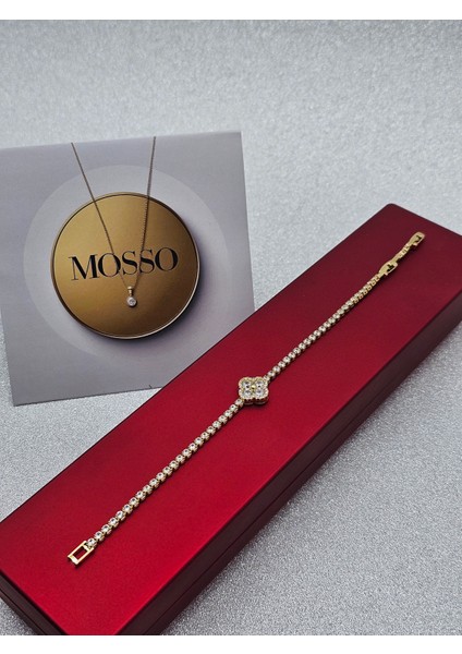 Su Yolu Tek Yonca Model Altın Renk Çelik Bileklik modelleri