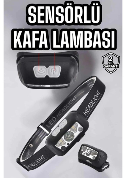 Bfs Kafa Lambası Kamp Lambası Sensörlü Şarjlı Ayarlanabilir