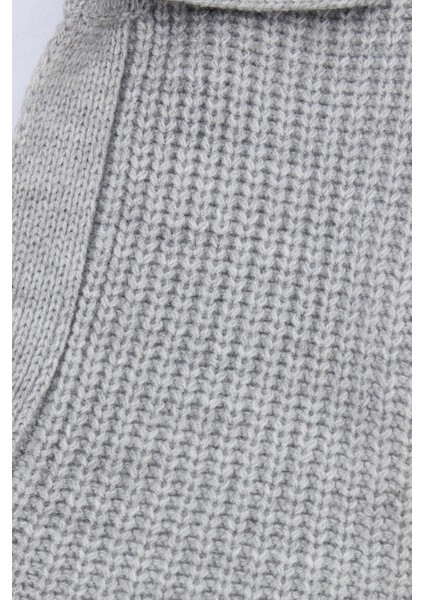 Erkek Slim Fit Dar Kesim Polo Yaka Gri Kazak