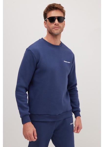 Erkek Relax Fit Pamuklu 3 Iplik Yumuşak Dokulu Içi Polarlı Bisiklet Yaka Lacivert Eşofman Takımı fiyatları