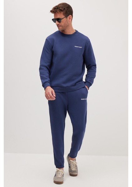 Erkek Relax Fit Pamuklu 3 Iplik Yumuşak Dokulu Içi Polarlı Bisiklet Yaka Lacivert Eşofman Takımı fırsatları