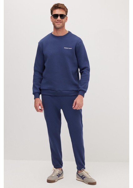 Erkek Relax Fit Pamuklu 3 Iplik Yumuşak Dokulu Içi Polarlı Bisiklet Yaka Lacivert Eşofman Takımı indirimleri
