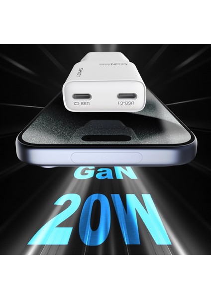 LCH15-EU Tc-L Type-C To Lightning Gan Teknolojili Pd Hızlı Şarj Özellikli Şarj Seti 20W Beyaz fiyatları
