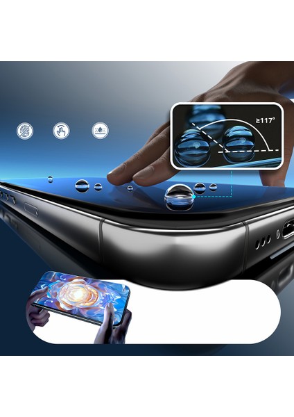 iPhone 16 Pro Max Uyumlu Mohseven Safir Coating Hd 3D Glue Temperli Cam Ekran Koruyucu Şeffaf