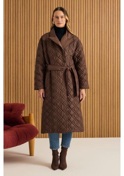 Seyyar Kuşaklı Kapitone Mont modelleri