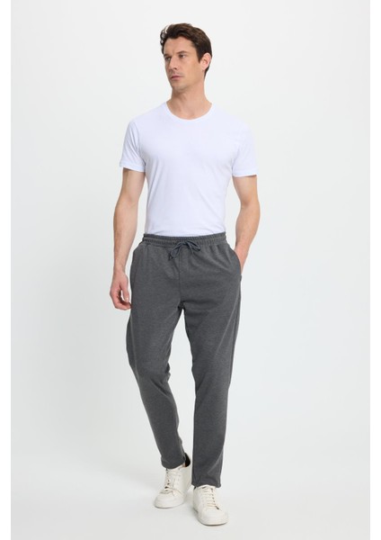 Erkek Regular Fit Klasik Kesim Beli Lastikli Bağcıklı Koyu Gri Jogger Pantolon fırsatları