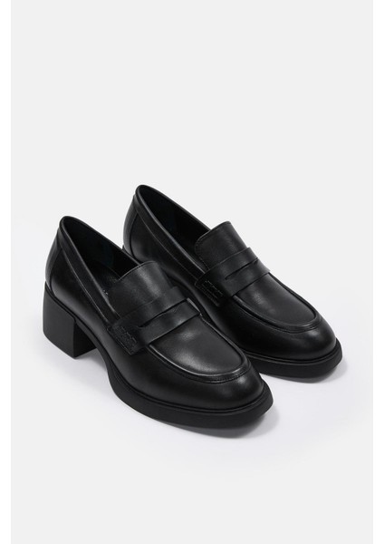 Marlies Siyah Hakiki Deri Topuklu Ayakkabı