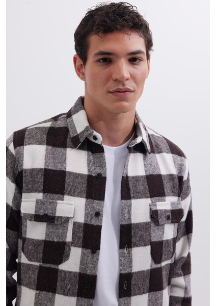 Erkek Slim Fit Dar Kesim Uzun Kollu Kapaklı Çift Cepli Kareli Kışlık Oduncu Gömlek fiyatları