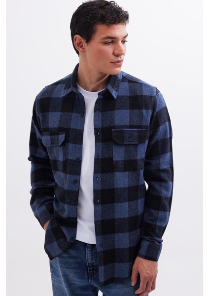 Erkek Slim Fit Dar Kesim Uzun Kollu Kapaklı Çift Cepli Kareli Kışlık Oduncu Gömlek fiyatları