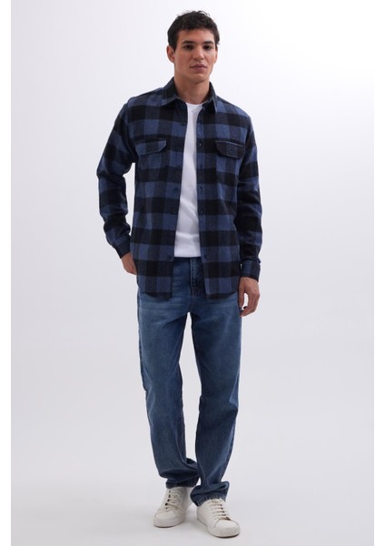 Erkek Slim Fit Dar Kesim Uzun Kollu Kapaklı Çift Cepli Kareli Kışlık Oduncu Gömlek fırsatları