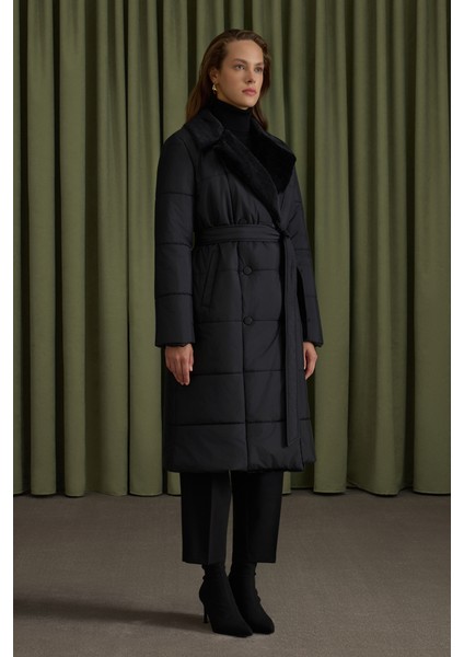 Yakası Kürklü Kapitone Mont modelleri