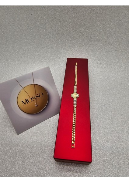 Yonca Model Zincirli Taşlı Gold Renk Çelik Bileklik modelleri