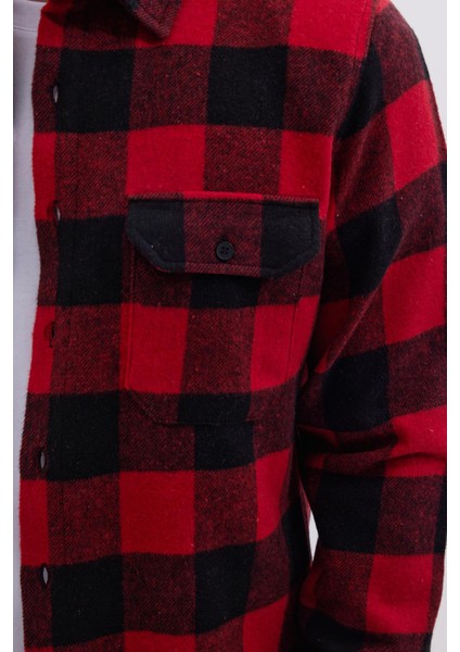 Erkek Slim Fit Dar Kesim Uzun Kollu Kapaklı Çift Cepli Kareli Kışlık Oduncu Gömlek modelleri