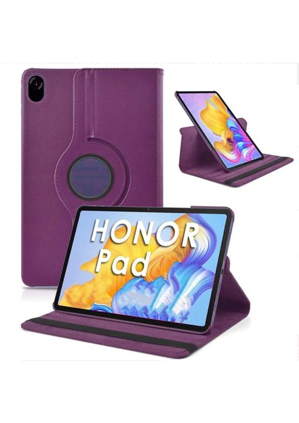 Huawei Honor Pad 10 12.1" Uyumlu Standlı 360° Yatay Dikey Dönebilen Deri Tablet Kılıfı