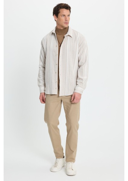 Erkek Relax Fit Rahat Kesim Spor Yaka Çizgili Oduncu Gömlek fırsatları