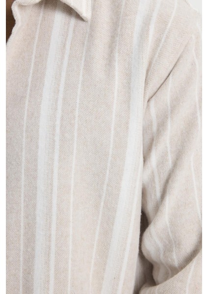 Erkek Relax Fit Rahat Kesim Spor Yaka Çizgili Oduncu Gömlek