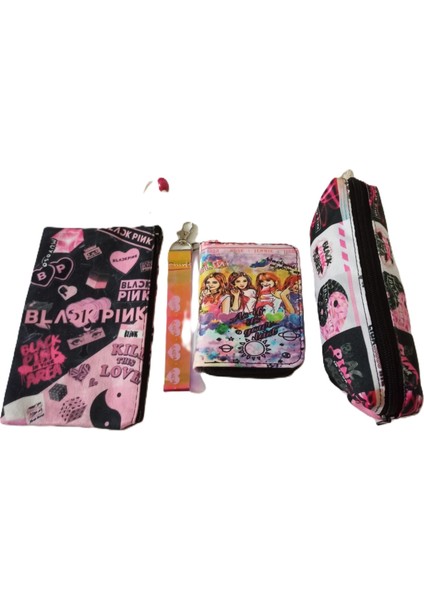 Yılbaşı Özel Hediye Seti Black Pink Baskılı Cüzdan, Bez Kalemlik, Anahtarlık, Kalemlik fiyatları