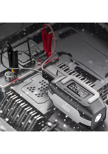 GD-B636 LED Işıklı Araç Akü Acil Durum Takviye Güç Kaynağı ve Hava Kompresörü 10000MAH Siyah fiyatları