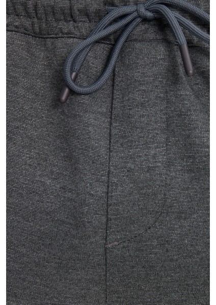 Erkek Regular Fit Klasik Kesim Beli Lastikli Bağcıklı Koyu Gri Jogger Pantolon