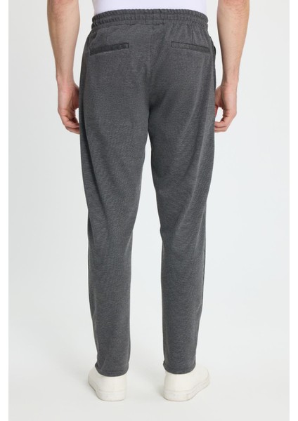 Erkek Regular Fit Klasik Kesim Beli Lastikli Bağcıklı Koyu Gri Jogger Pantolon
