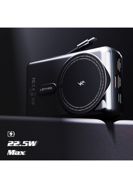 PX274D Pd 22.5W Standlı M-Safe Şarj Özellikli Wireless Powerbank 15W 20000MAH Siyah